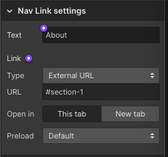 Set an anchor link to the section with the ID